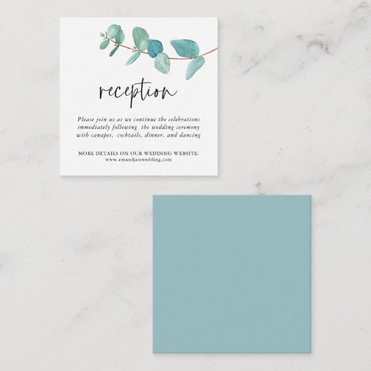 Carte D'accompagnement MINI TAILLE Eucalyptus Réception de mariage (Devant / Derrière)