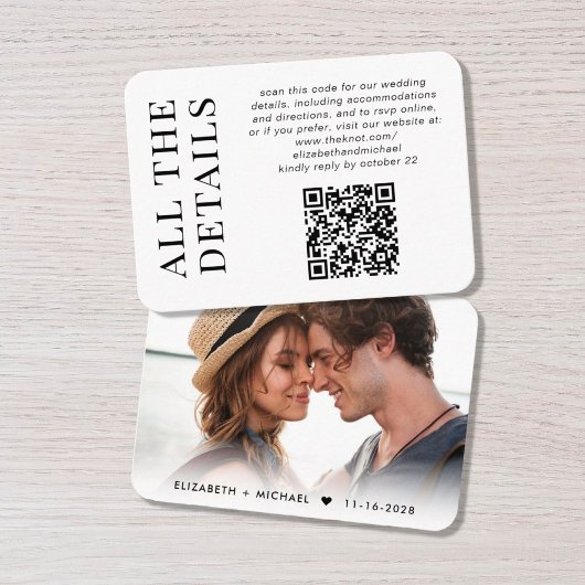 Carte D'accompagnement Miniature moderne photo QR Code Détails du Mariage