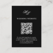 Carte D'accompagnement Miniature noire - Mariage de monogramme - Code QR (Devant)