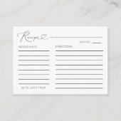 Carte D'accompagnement Minimal Black & White Recipe Card (Dos)
