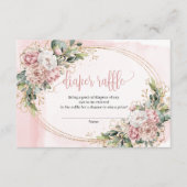 Carte D'accompagnement Minimal Blush Pink Floral Eucalyptus Diaper Raffle (Devant)