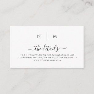 Carte D'accompagnement Minimal&Chic personnalisé Détails du Mariage noir