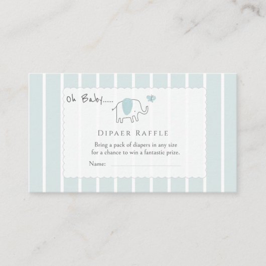Carte D'accompagnement Minimal Dusty Blue Elephant Sketch Diaper Raffle (Devant)
