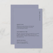 Carte D'accompagnement Minimal Dusty Blue Modern Simple Wedding Details (Devant / Derrière)