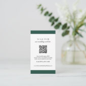 Carte D'accompagnement Minimal Emerald vert moderne QR Code Mariage (Debout devant)