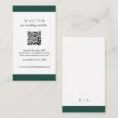 Carte D'accompagnement Minimal Emerald vert moderne QR Code Mariage (Devant / Derrière)