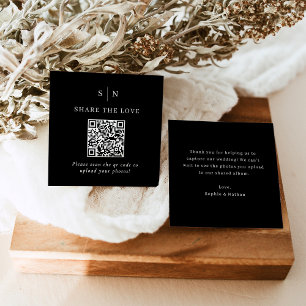 Carte D'accompagnement Minimal et chic   Black QR Code Partagez l'amour