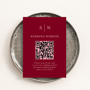 Carte D'accompagnement Minimal et chic Bourgogne et rose Mariage de code