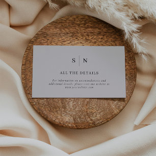 Carte D'accompagnement Minimal et chic   Détails du Mariage gris et noir