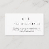 Carte D'accompagnement Minimal et chic | Détails du Mariage noir et blanc (Devant)