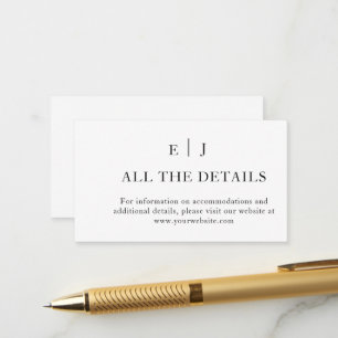 Carte D'accompagnement Minimal et chic Détails du Mariage noir et blanc
