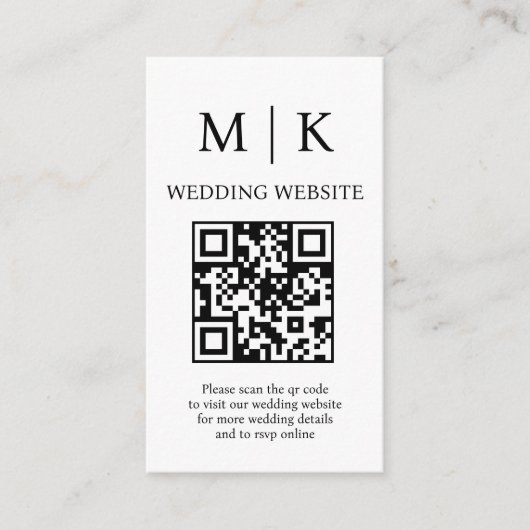 Carte D'accompagnement Minimal et chic | Mariage de code QR noir et blanc (Devant)
