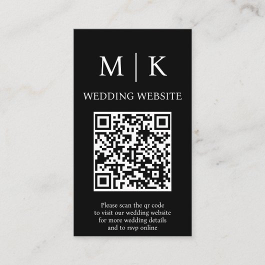 Carte D'accompagnement Minimal et chic | Mariage de code QR noir et blanc (Devant)
