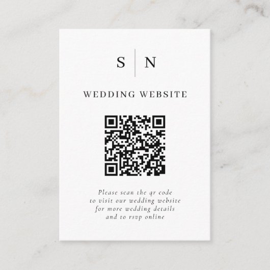 Carte D'accompagnement Minimal et chic | Mariage de code QR noir et blanc (Devant)
