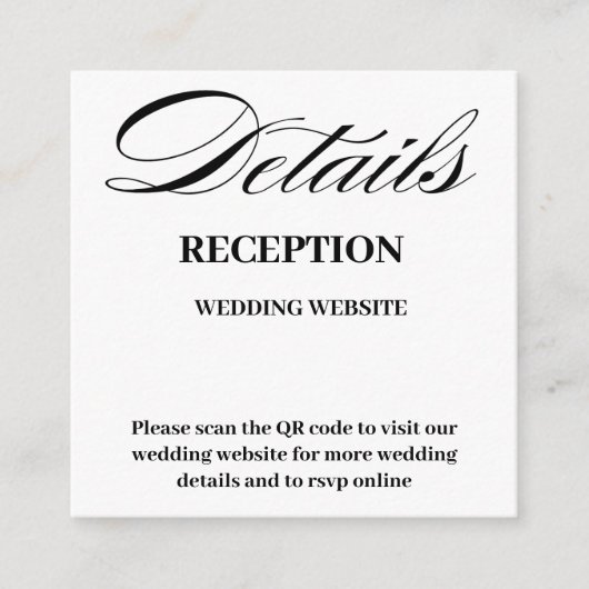 Carte D'accompagnement Minimal et chic | Mariage de code QR noir et blanc (Devant)