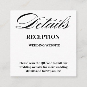 Carte D'accompagnement Minimal et chic Mariage de code QR noir et blanc