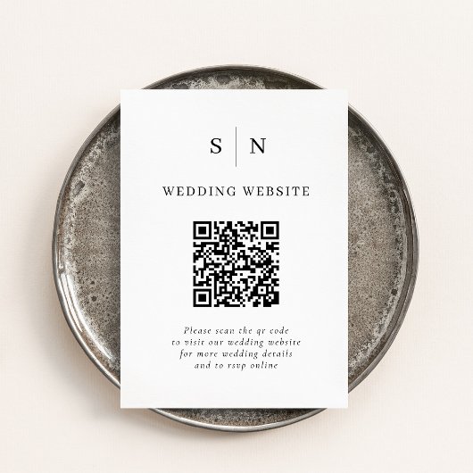 Carte D'accompagnement Minimal et chic | Mariage de code QR noir et blanc