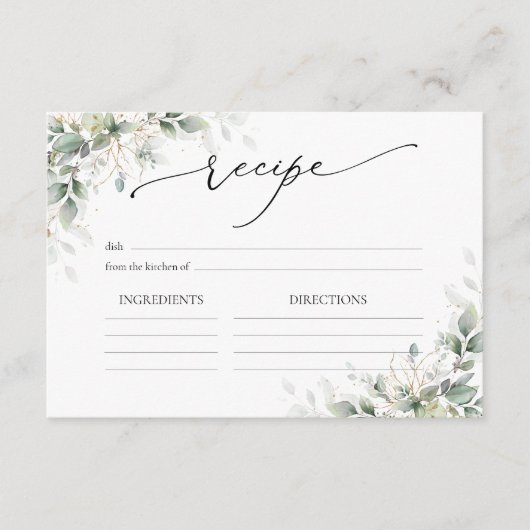 Carte D'accompagnement Minimal Eucalyptus Wedding Reception (Devant)