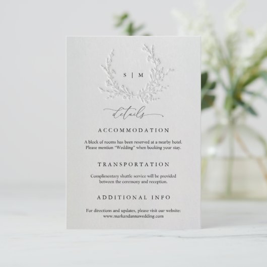 Carte D'accompagnement Minimal Faux Blind Deboss Wedding (Debout devant)