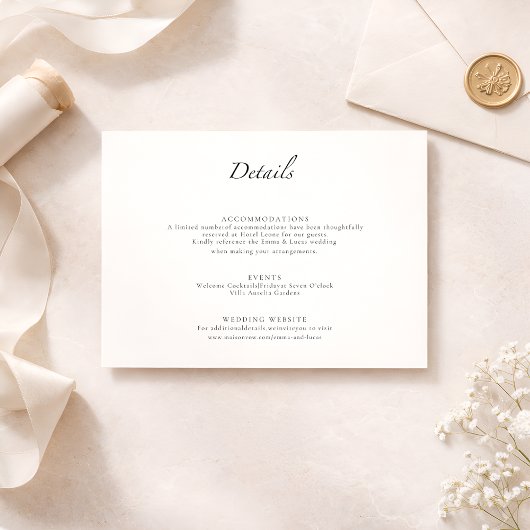 Carte D'accompagnement Minimal Luxury Modern Elegant Wedding Suite Insert