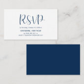 Carte D'accompagnement Minimal moderne, bleu marine, réponse RSVP (Devant / Derrière)