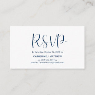 Carte D'accompagnement Minimal moderne, bleu marine, réponse RSVP