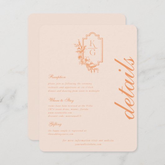 Carte D'accompagnement Minimal moderne | Détails de l'invité Mariage (Devant / Derrière)