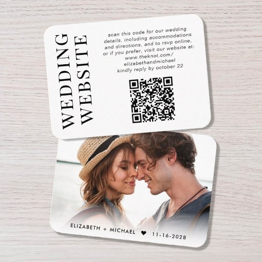 Carte D'accompagnement Minimal moderne photo QR Code Mariage site Web