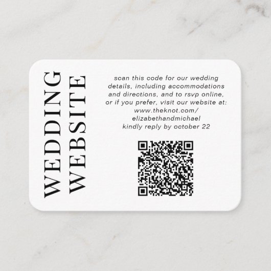 Carte D'accompagnement Minimal moderne photo QR Code Mariage site Web (Devant)