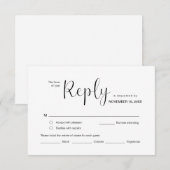 Carte D'accompagnement Minimal moderne, RSVP, Police noire, Répondre (Devant / Derrière)