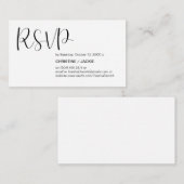 Carte D'accompagnement Minimal moderne, Script noir, réponse RSVP (Devant / Derrière)