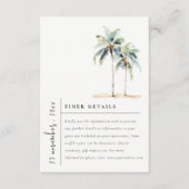 Carte D'accompagnement Minimal Palm Trees Mariage tropical Détails (Devant)