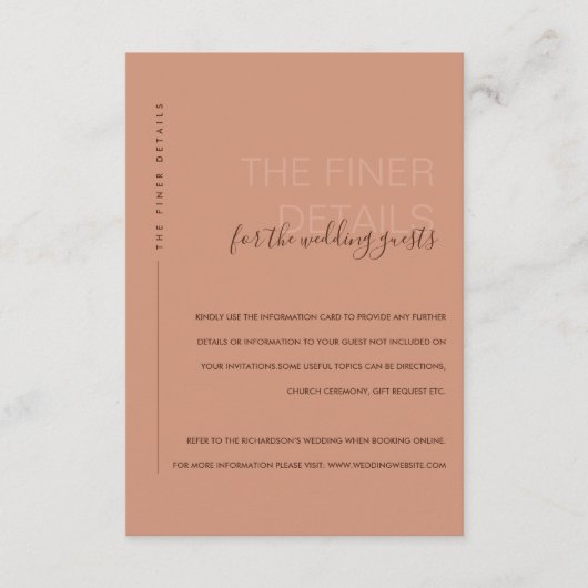 CARTE D'ACCOMPAGNEMENT MINIMAL POACH RUST ORANGE DÉTAIL MARIAGE ENCLOS (Devant)