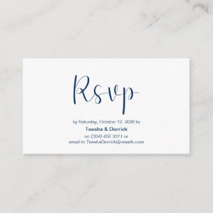 Carte D'accompagnement Minimal, police bleue marine, mariage RSVP, répond