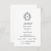 Carte D'accompagnement Minimal RSVP card Monogram With 2 Entree Choice (Devant / Derrière)