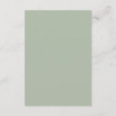 Carte D'accompagnement Minimal Sage Green Modern Simple Wedding Details (Dos)