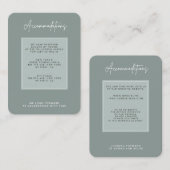 Carte D'accompagnement Minimal Sage Green Wedding Accommodation (Devant / Derrière)