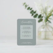 Carte D'accompagnement Minimal Sage Green Wedding Accommodation (Debout devant)