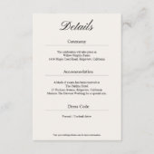 Carte D'accompagnement Minimal Simple Black and White Wedding Details (Devant)