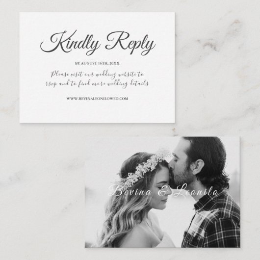 Carte D'accompagnement Minimal Simple Grandes Vibes Script Site Mariage (Devant / Derrière)