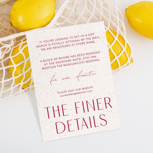 Carte D'accompagnement Minimal Simple Magenta & Texture Les détails raffi