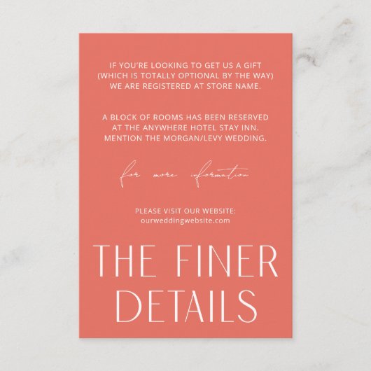 Carte D'accompagnement Minimal Simple Rose & Blanc Les détails les plus f (Devant)