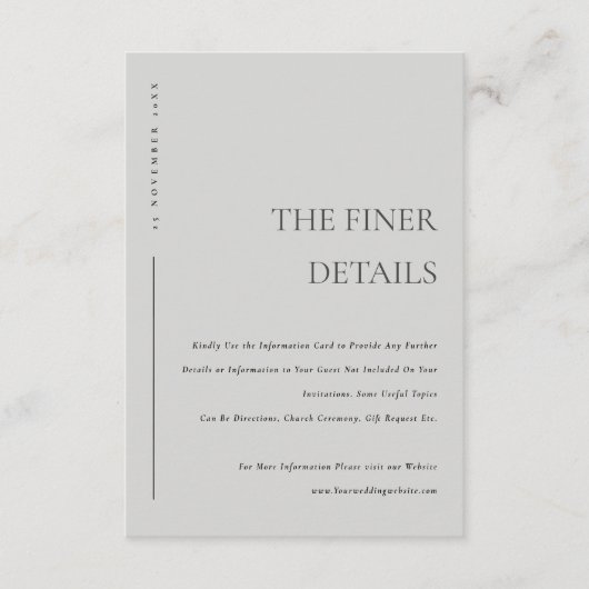 Carte D'accompagnement Minimal Soft Light Grey Typography Détail de Maria (Devant)