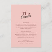 Carte D'accompagnement Minimalist Blush Pink Retro Wedding Details (Devant)