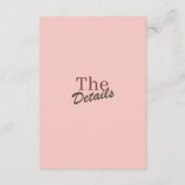 Carte D'accompagnement Minimalist Blush Pink Retro Wedding Details (Dos)