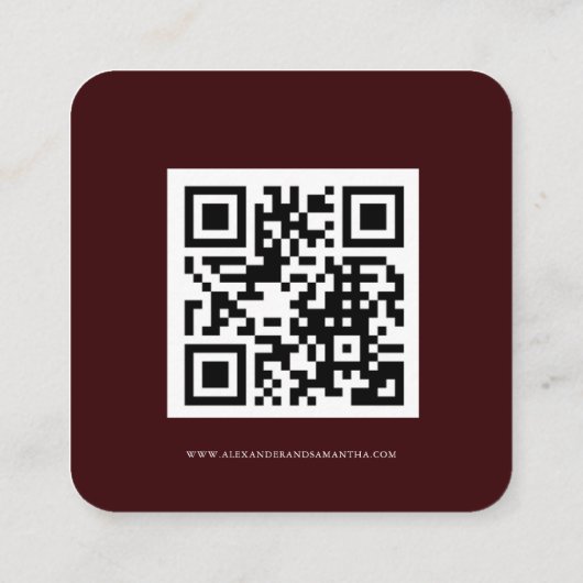 Carte D'accompagnement Minimalist Burgundy Wedding RSVP Card with QR Code (Dos)