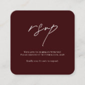 Carte D'accompagnement Minimalist Burgundy Wedding RSVP Card with QR Code (Devant)