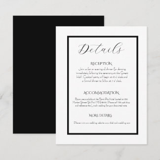 Carte D'accompagnement Minimalist Elegant Black & White Wedding