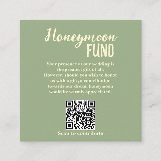 Carte D'accompagnement Minimalist Honeymoon Fund QR Code Wedding (Devant)