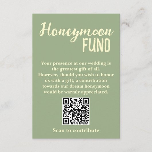 Carte D'accompagnement Minimalist Honeymoon Fund QR Code Wedding (Devant)